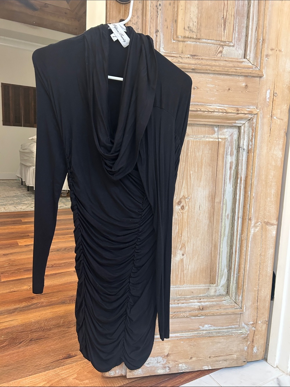 Fifteen Twenty Black Long-Sleeve Ruched Cowl Dress